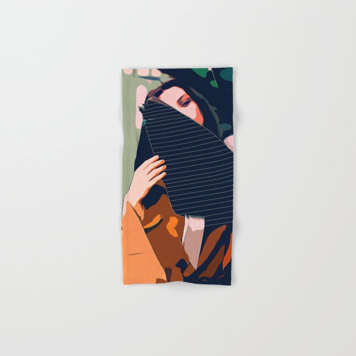 Don'T Be Shy, Bohemian Woman Fashion Illustration, Eclectic Tropical Banana Leaves Feminism Bath Towel