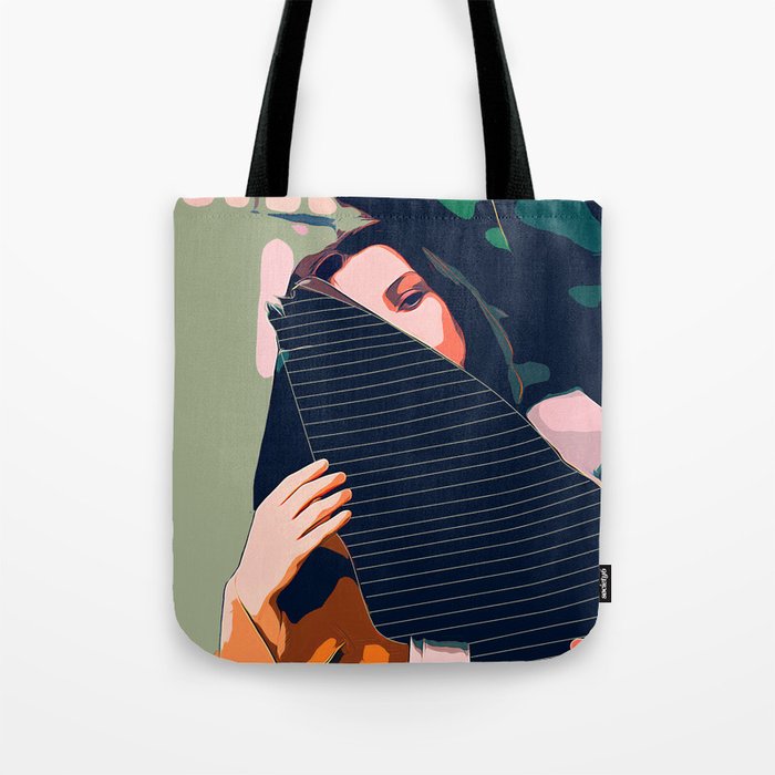 Don'T Be Shy, Bohemian Woman Fashion Illustration, Eclectic Tropical Banana Leaves Feminism Tote Bag