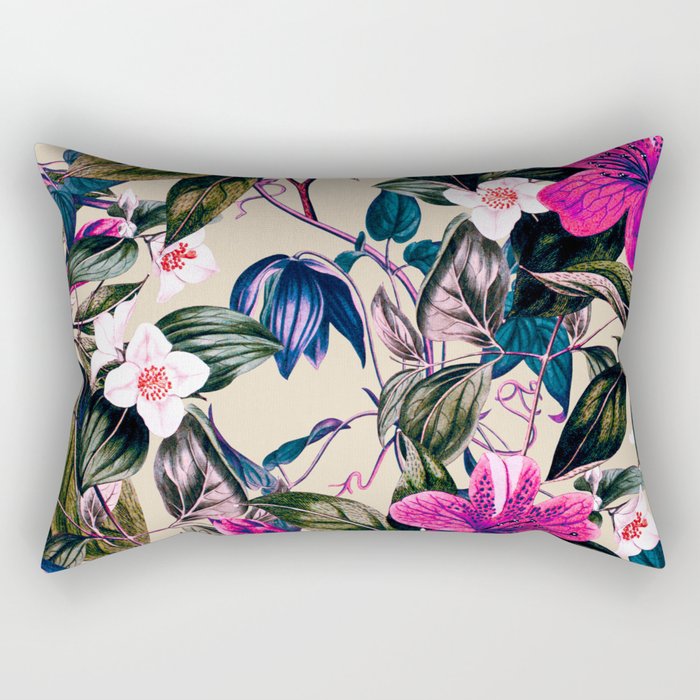 Pattern Antique Botanical Flowers Rectangular Pillow