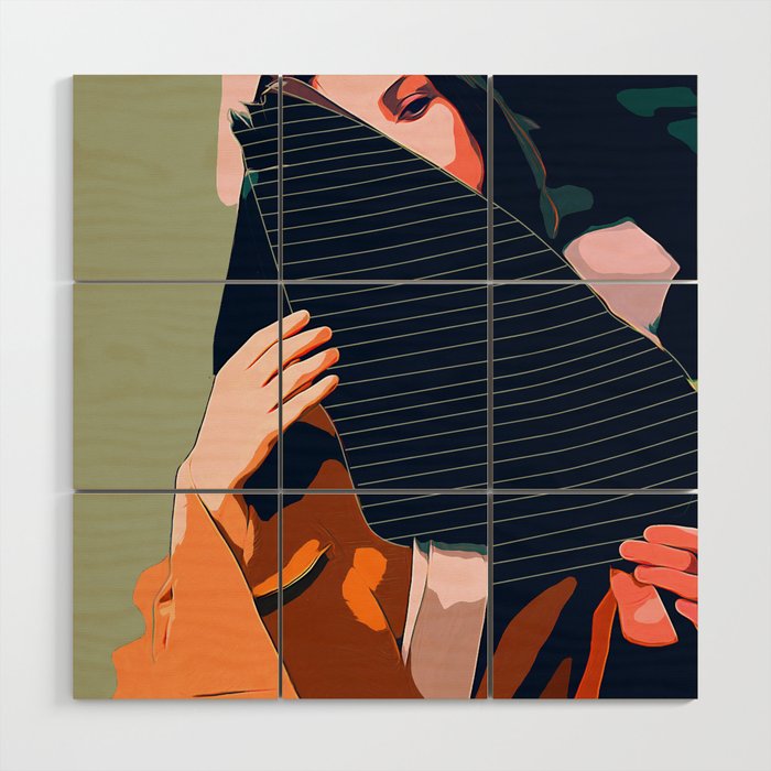 Don'T Be Shy, Bohemian Woman Fashion Illustration, Eclectic Tropical Banana Leaves Feminism Wood Wall Art