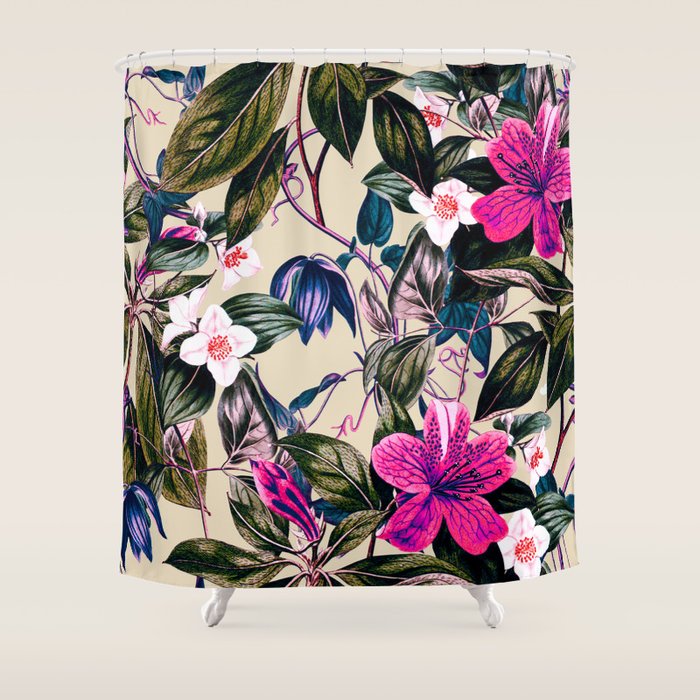 Pattern Antique Botanical Flowers Shower Curtain