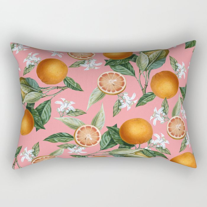 Lemon And Leaf Pattern V Rectangular Pillow