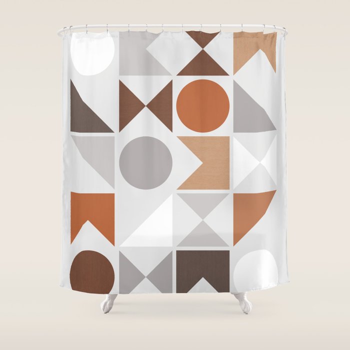Mid Century Modern Geometric 16 Shower Curtain