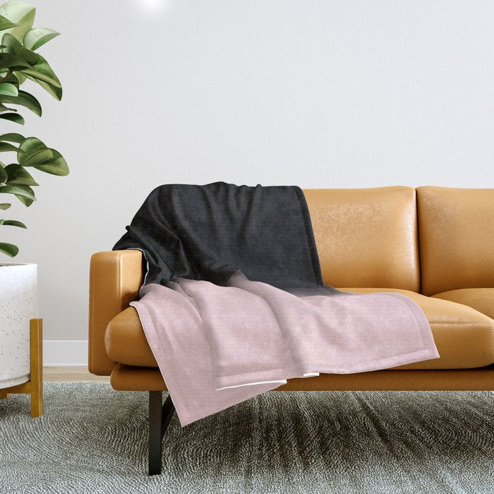 Modern Abstract Elegant Black Blush Pink Gradient Pattern Throw Blanket