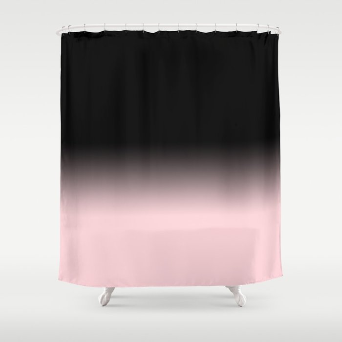 Modern Abstract Elegant Black Blush Pink Gradient Pattern Shower Curtain