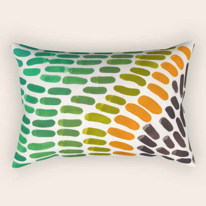 Yellow Teal Green Colorful Watercolor Abstract Organic Pattern Mid Century Modern Minimalist Playful Rectangular Pillow