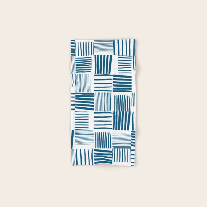 Torn Lines Abstract 03 White Blue Bath Towel