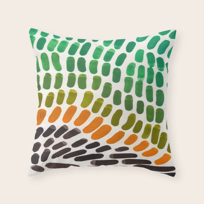 Yellow Teal Green Colorful Watercolor Abstract Organic Pattern Mid Century Modern Minimalist Playful Throw Pillow