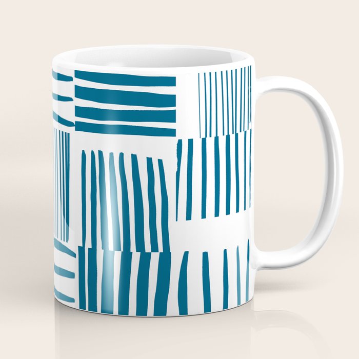 Torn Lines Abstract 03 White Blue Coffee Mug