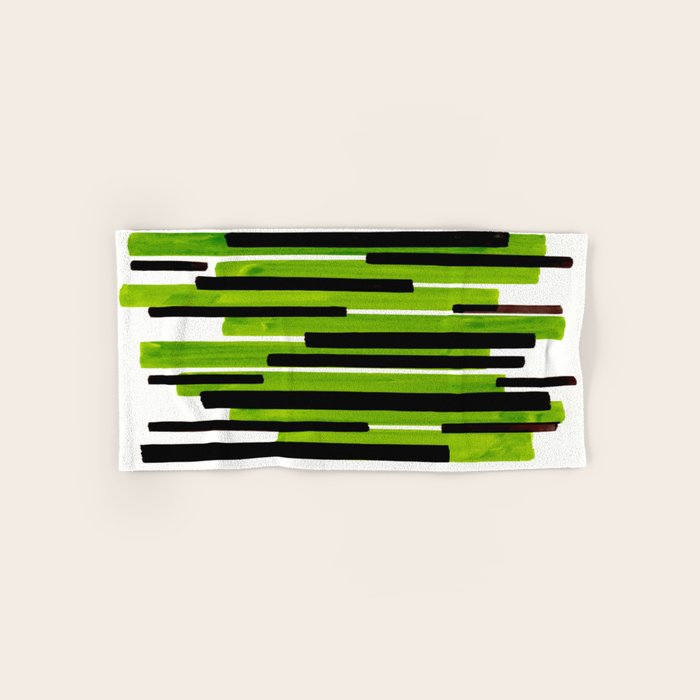 Lime Green Primitive Stripes Mid Century Modern Minimalist Watercolor Gouache Painting Colorful Stri Bath Towel