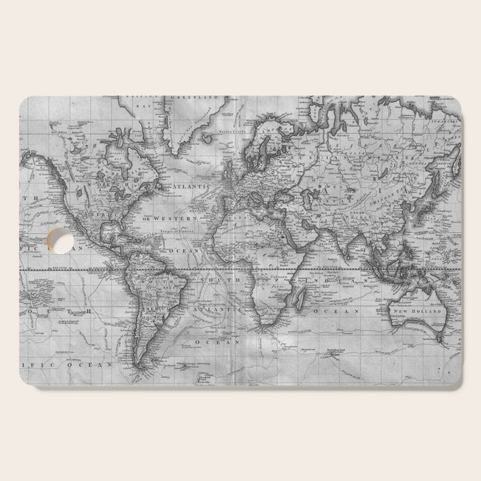 Black And White World Map (1801) Cutting Board
