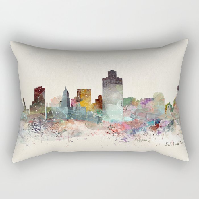 Salt Lake City Skyline Rectangular Pillow