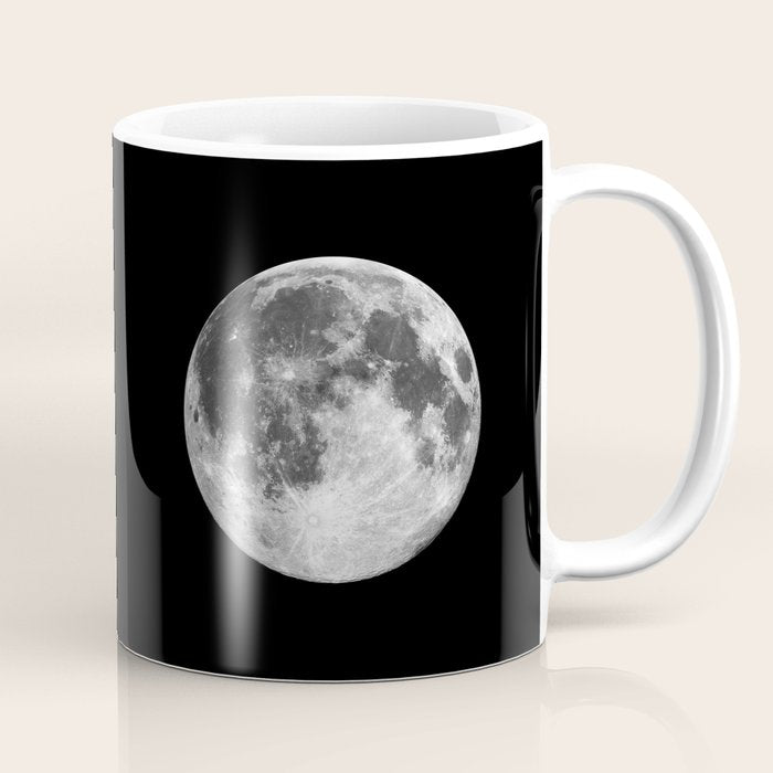Full Moon Print Black-White Photograph New Lunar Eclipse Poster Bedroom Home Wall Decor Coffee Mug