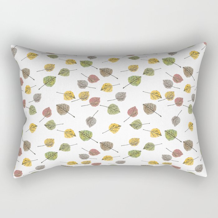 Colorado Aspen Tree Leaves Hand-Painted Watercolors In Golden Autumn Shades On Clear Rectangular Pillow