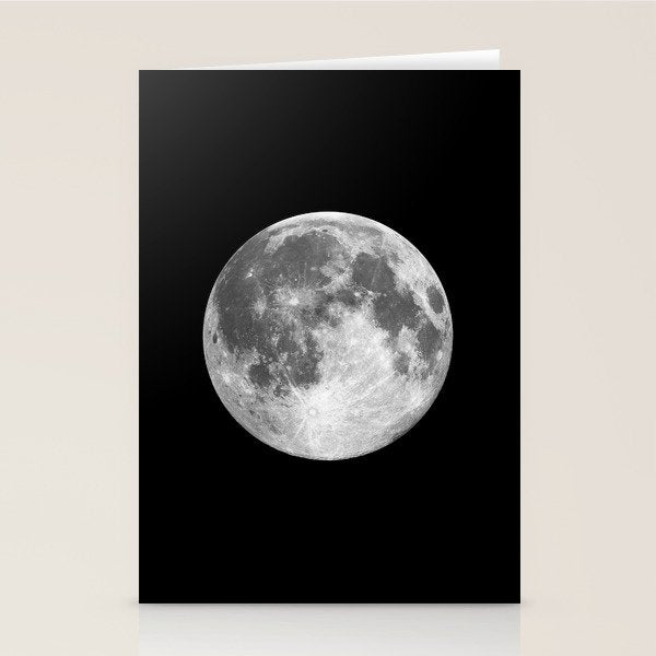 Full Moon Print Black-White Photograph New Lunar Eclipse Poster Bedroom Home Wall Decor Stationery Card