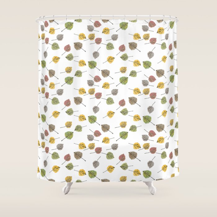Colorado Aspen Tree Leaves Hand-Painted Watercolors In Golden Autumn Shades On Clear Shower Curtain
