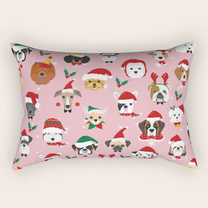 Christmas Dog Pattern Illustration Rectangular Pillow