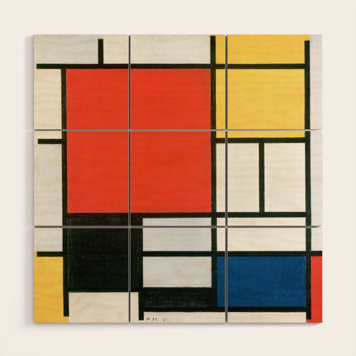Piet Mondrian, Composition In Red, Yellow, Blue And Black Wood Wall Art