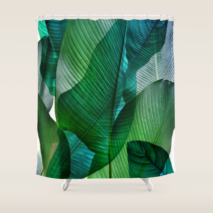 Palm Leaf Jungle Bali Banana Palm Frond Greens Shower Curtain