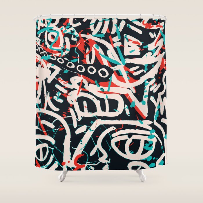 Street Art Pattern Graffiti Post Shower Curtain