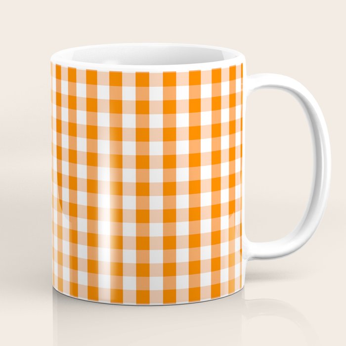 Classic Pumpkin Orange And White Gingham Check Pattern Coffee Mug