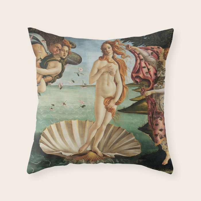 The Birth Of Venus By Sandro Botticelli, 1445 Throw Pillow