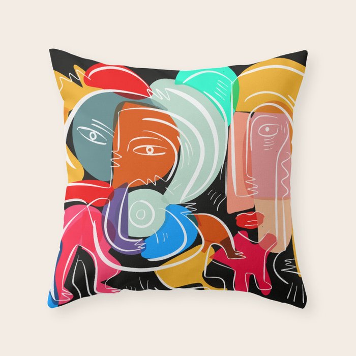 Love Your Family Expressionist Cubist Street Art Throw Pillow