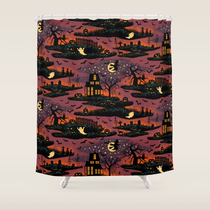 Halloween Night - Bonfire Glow Shower Curtain
