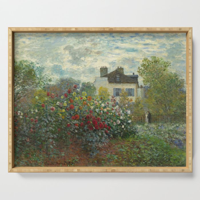 Claude Monet The Artist'S Garden In Argenteuil, 1873 Serving Tray