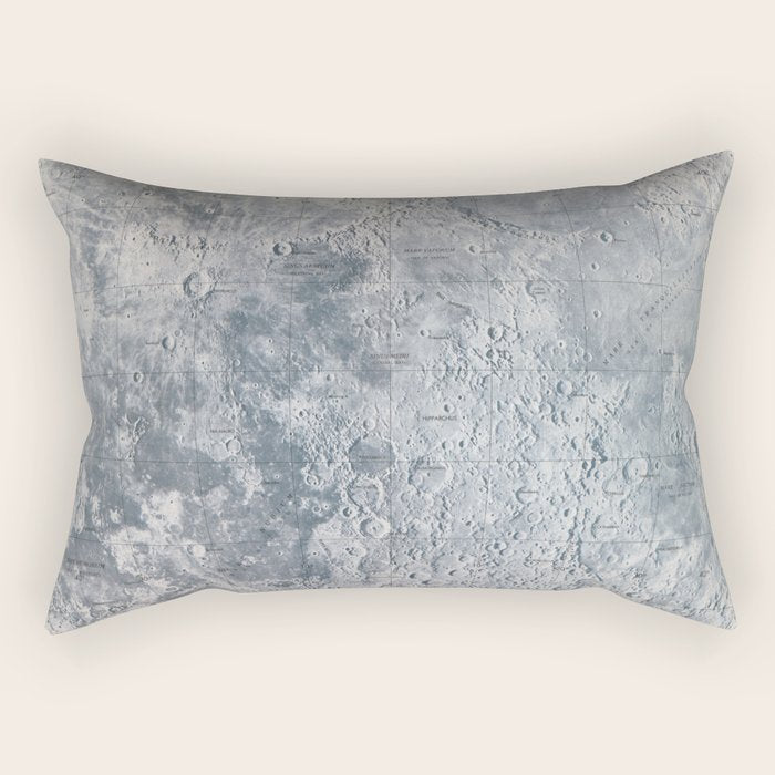 Vintage Lunar Moon Map, 1960s Rectangular Pillow