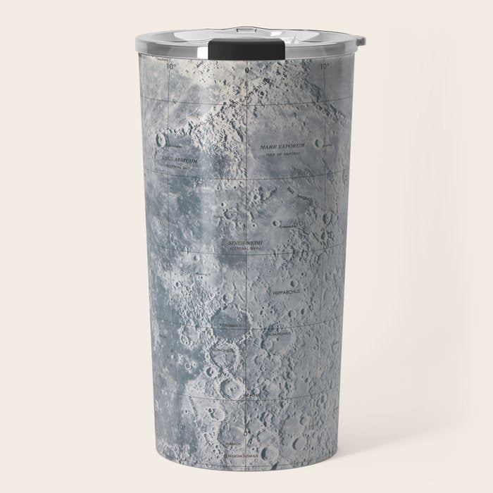 Vintage Lunar Moon Map, 1960s Travel Mug