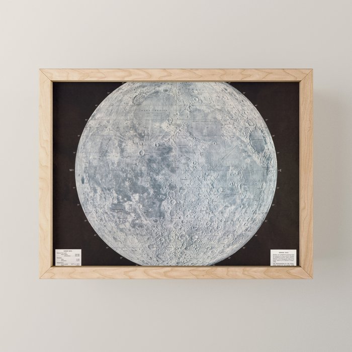 Vintage Lunar Moon Map, 1960s Mini Art Print