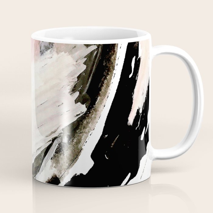 Crash: An Abstract Mixed Media Piece In Black White And Pink Coffee Mug