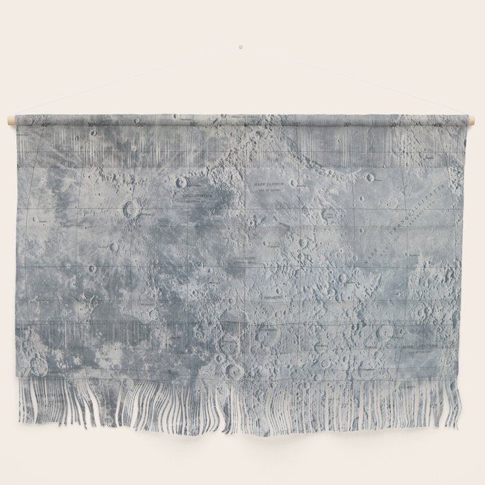 Vintage Lunar Moon Map, 1960s Wall Hanging