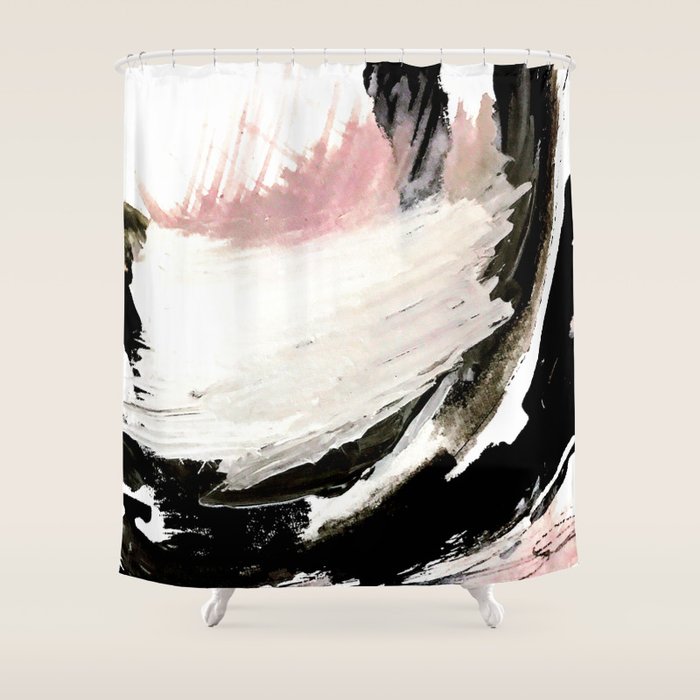 Crash: An Abstract Mixed Media Piece In Black White And Pink Shower Curtain