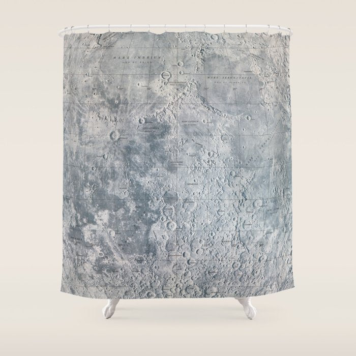 Vintage Lunar Moon Map, 1960s Shower Curtain