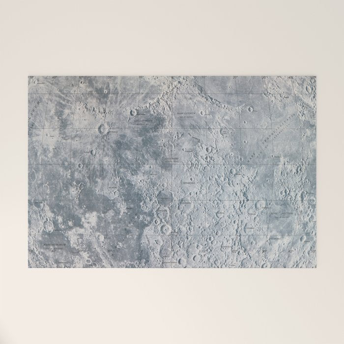 Vintage Lunar Moon Map, 1960s Welcome Mat