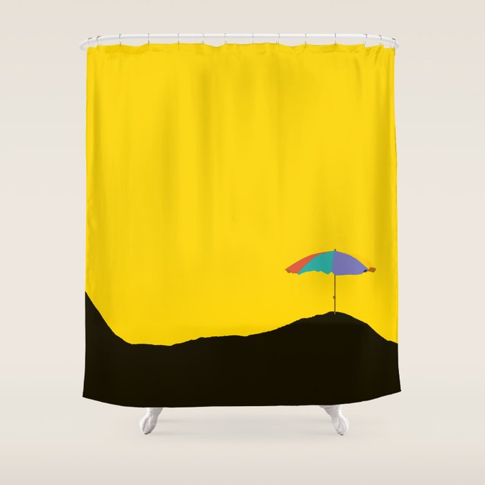 Colorful Parasol Black Yellow Background #Decor #Homestorie #Buyart Shower Curtain