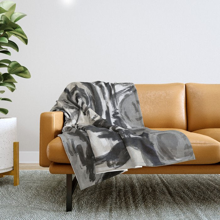 Grey Street Art Graffiti Expressionist Throw Blanket
