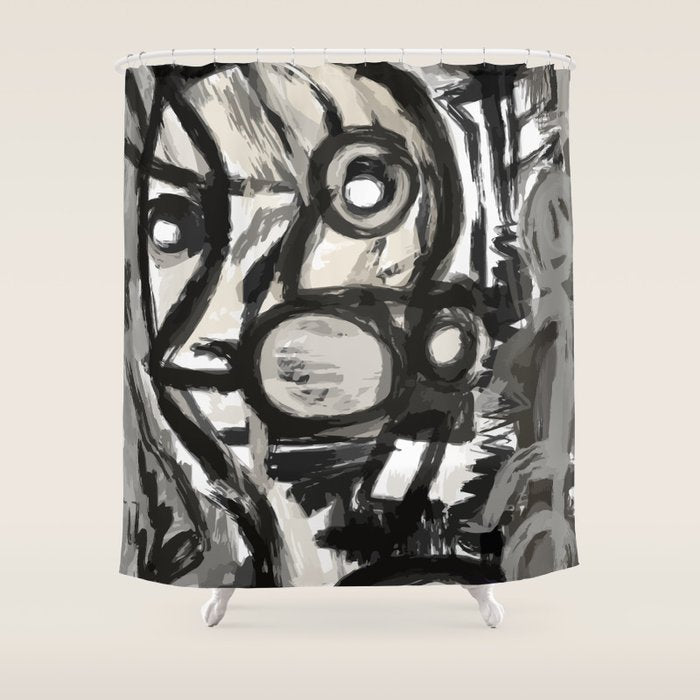 Grey Street Art Graffiti Expressionist Shower Curtain