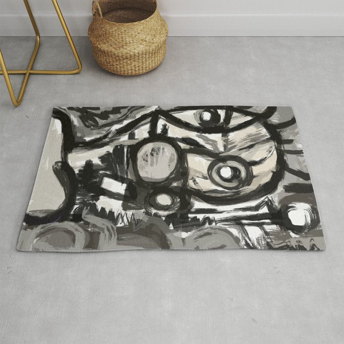 Grey Street Art Graffiti Expressionist Rug