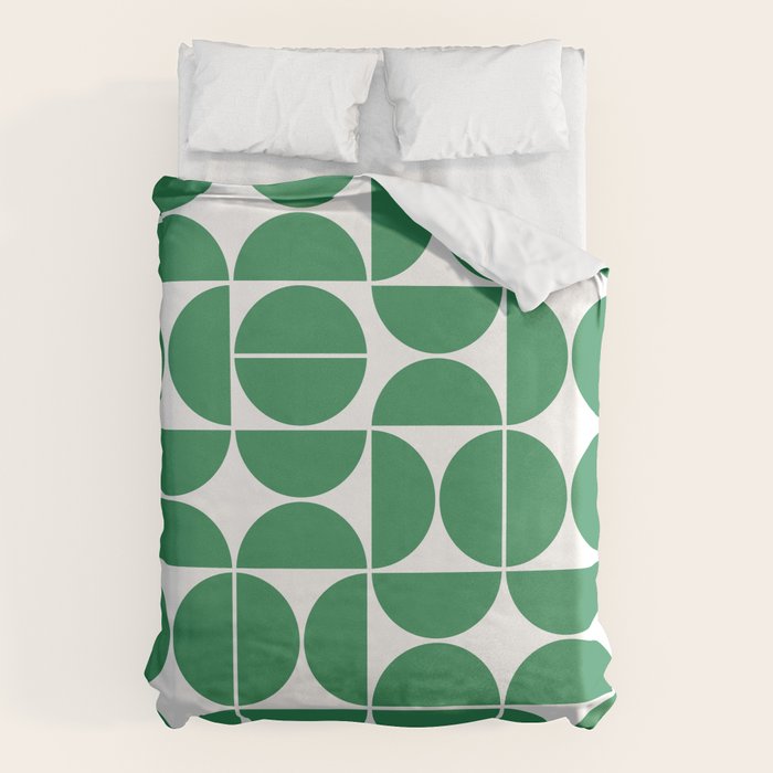 Mid Century Modern Geometric 04 Green Duvet Cover