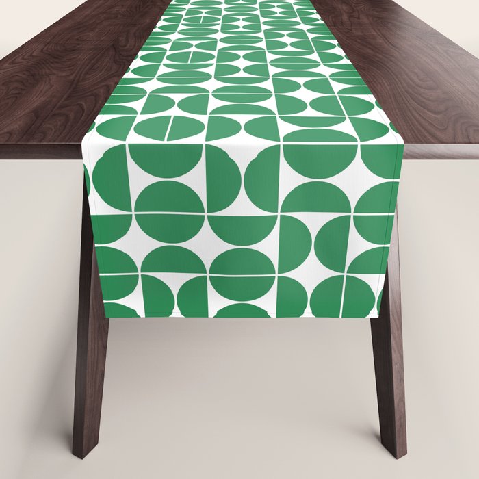Mid Century Modern Geometric 04 Green Table Runner