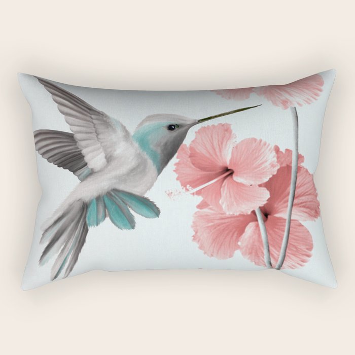 Hummingbird With Hibiscus Rectangular Pillow