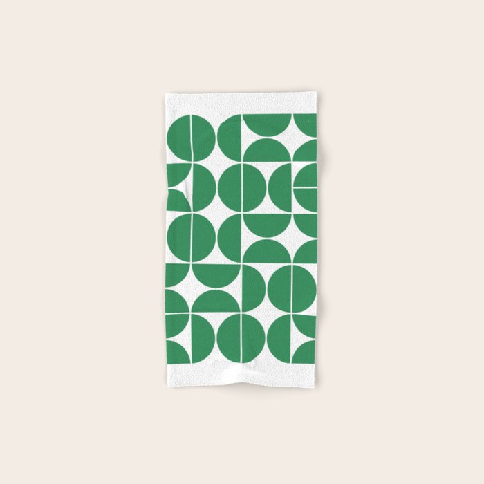 Mid Century Modern Geometric 04 Green Bath Towel