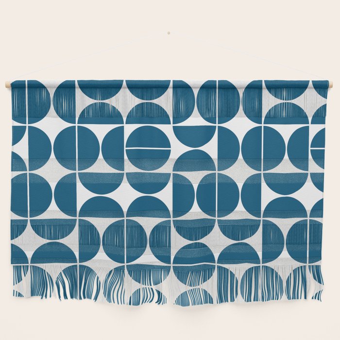 Mid Century Modern Geometric 04 Blue Wall Hanging