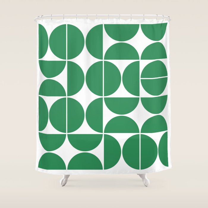 Mid Century Modern Geometric 04 Green Shower Curtain