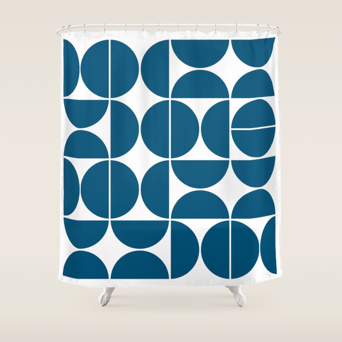 Mid Century Modern Geometric 04 Blue Shower Curtain