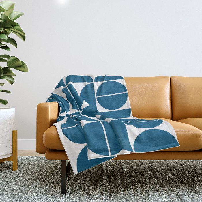 Mid Century Modern Geometric 04 Blue Throw Blanket