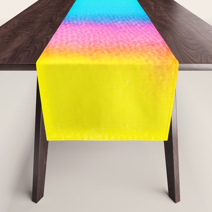 Rainbow, Watercolor Painting Abstract Colorful Fun, Urban Eclectic Contemporary Party Bohemian Table Runner